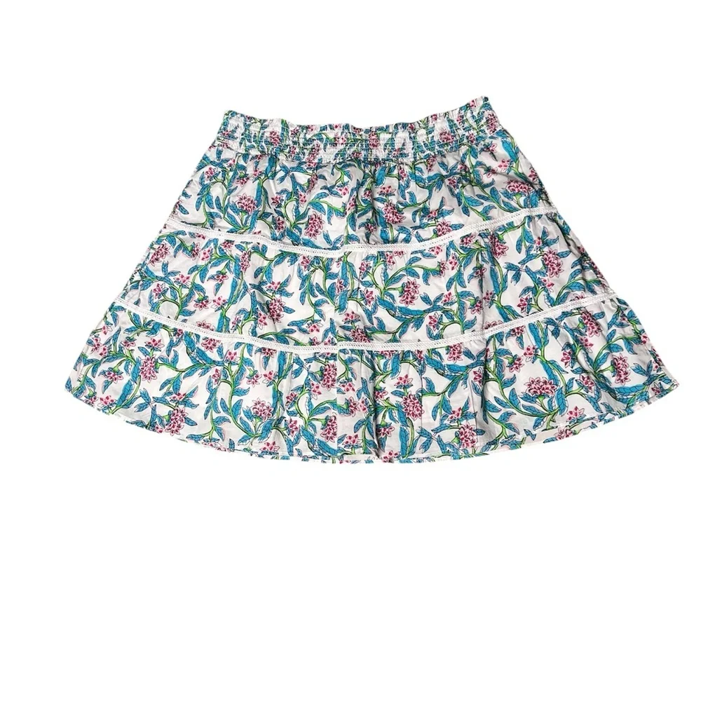 J. Crew Women’s Tiered Blue/Pink Floral Mini Skirt SZ XL